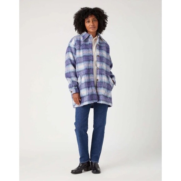 Urban Outfitters Wrangler Plaid Oversized Wool Blend Western Jacket NWT - Picture 4 of 15